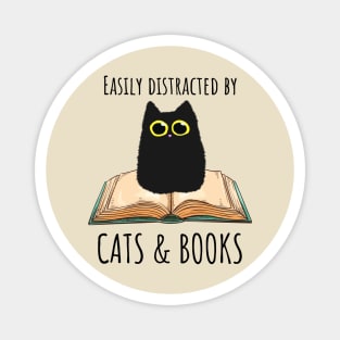 Easily Distracted By Cats & Books Magnet